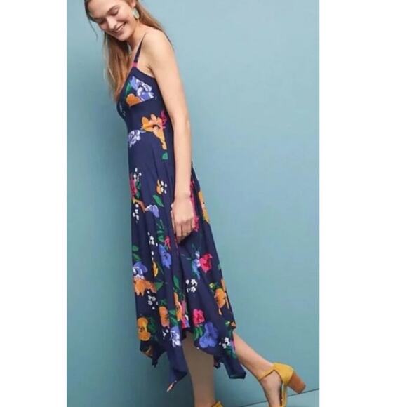 Anthropologie Plus Maeve Vivienne Multicolor Floral Maxi Dress‎ Blue Size 14 - Picture 2 of 13